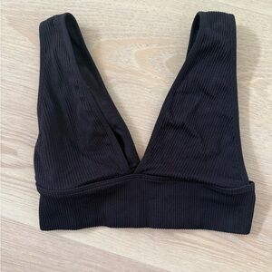 Garage Black Ribbed Bralette